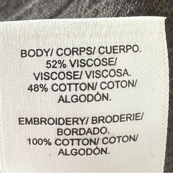 Lucky Brand Short Sleeve Embroidered Top Women's Gray Size XL - Picture 4 of 4